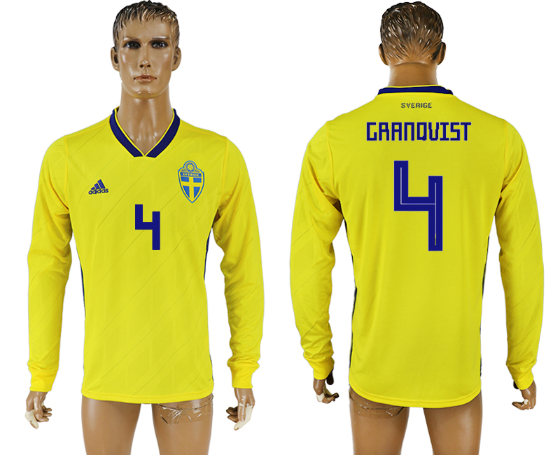 Maillot de foot SWEDEN LONG SLEEVE #4 GRANQVIST 2018 FIFA WORLD